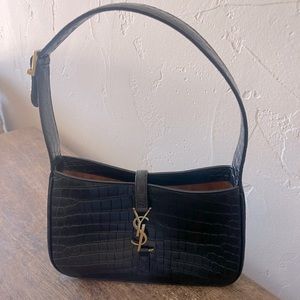 Saint Laurent Croc Print Shoulder Bag